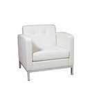   Avenue Six Wall Street White Faux Leather Box Spring Seat Armchair