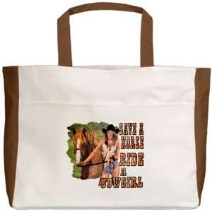  Beach Tote Mocha Country Western Lady Save A Horse Ride A 