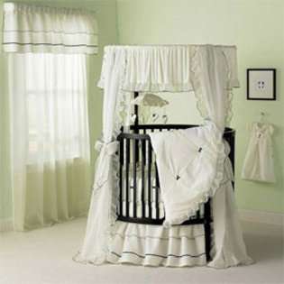 Sherbert Round Crib Bedding Set   color: Ecru  Baby Doll Baby Bedding 