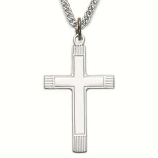 Large 1 18 Mens Sterling Silver Plain Cross Necklace  