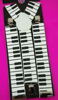 Unisex Clip on Braces Elastic Wide Piano Key Suspender  