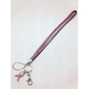   Cancer Awareness Ribbon w/ ID Badge Holder, Keychain and Vinyl Hand