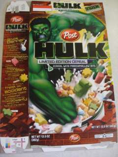 Post HULK Limited Edition Cereal Empty Cereal Box 2004  