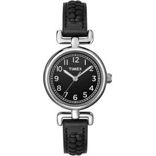 Timex Womens Weekender Watch Petite Black/Red Leather Strap  