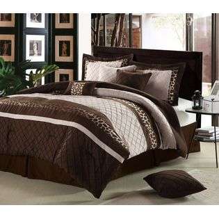   Brown & Beige 8 Piece Queen Comforter Bed In A Bag Set 