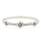 Trifari Bangle Silver Crystal Encrusted Floral Accents