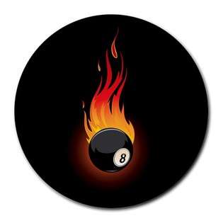 Carsons Collectibles Round Mousepad of Flaming 8 Ball (Billiards 
