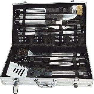 18pc stainless steel BBQ tool set in case  Outdoor Living Grills 