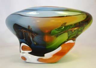 Paul Harries Exotic Crystal River Series Art Glass Bowl  