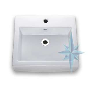 White Rectangular Porcelain Bath Vessel Sink  DeNovo Tools Bathroom 