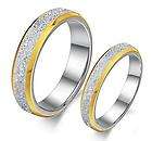 Titanium Steel Promise Ring Set Couple Wedding Bands Gold Frost Many 