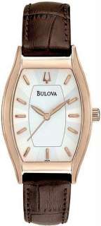 Bulova Watch 97L114 Rose Golden Tonneau Ladies Dress Watch White 