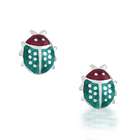   Jewelry Childrens Jewelry Green Sterling Silver Ladybug Earrings 9mm