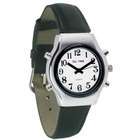 Tel Time Mens Chrome Talking Watch   White Face, Leather Band (702651)