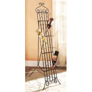  Standing Wine Rack in Antique Brown and Gold Finish