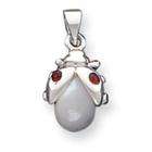 goldia Sterling Silver Mother of Pearl Red Crystal Lady Bug Pendant
