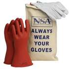   Class 0 Rubber Voltage Gloves, Leather Protectors & Glove Bag, Small