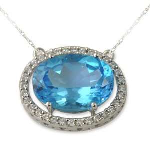 25cttw Natural White Round Diamond (SI Clarity,G H Color) & Blue Topaz 