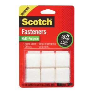  Scotch Multi Purpose Fasteners, White, 7/8 x 7/8 Inch, 12 