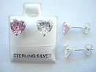 925 Sterling Silver Children Kid Adult Prong CZ Heart S