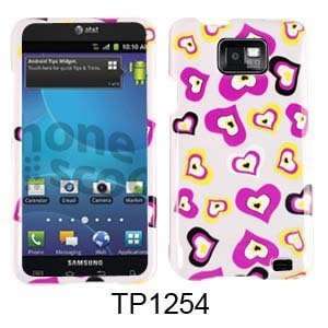   CASE COVER FOR SAMSUNG GALAXY S II / ATTAIN I777 FUNKY HEARTS ON WHITE