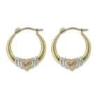 Tri color Beaded Hoop Earrings in 14K Gold and Sterling Silver