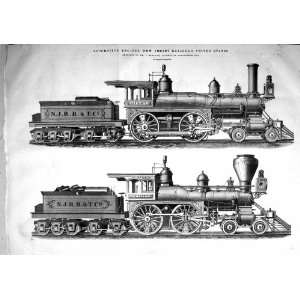  1868 LOCOMOTIVE ENGINES NEW JERSEY RAILROAD AMERICA 