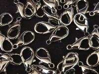 Lobster Clasp 14mm Catch Hook Brass Silver Tone 10 pc  