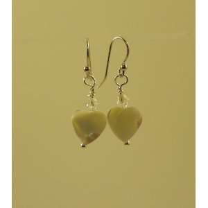 Swarovski Crystals with Heart Shaped Pearl Shell Earrings and Sterling 