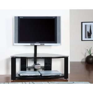  Powell 2 Shelf Corner Flat Panel TV Stand   Gloss Black 