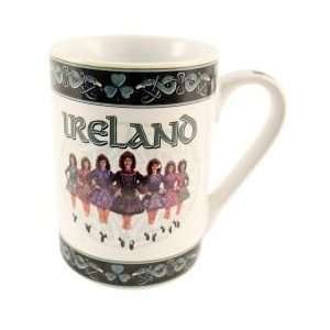  Irish souvenir mug with shamrock and dancing girls design 