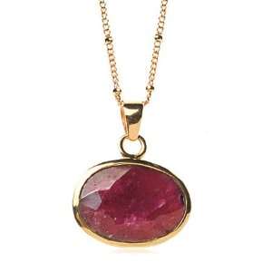  Ruby Oval Necklace in 24 Karat Gold Vermeil Jewelry