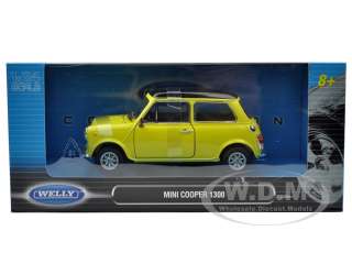   model of Old Mini Cooper 1300 Yellow diecast car model by Welly