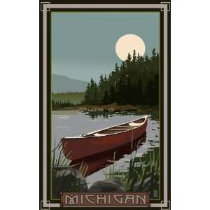  Northwest Art Mall MR 4175 Michigan Canoe in Moonlight 11 