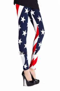USA American Flag Tights Leggings Pants One Size  