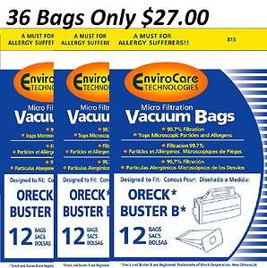 36 Oreck Housekeeper Compact Canister Buster B Bags 836301008151 