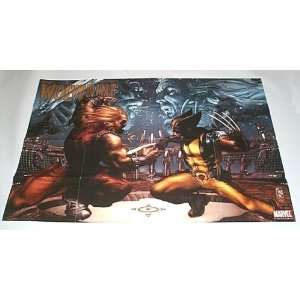 36 by 24 Wolverine vs Sabertooth 3 by 2 foot Marvel Comic 