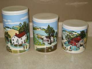Avon Exclusive Pfaltzgraff Country Farm 3 Canister or Cookie Jar Set 