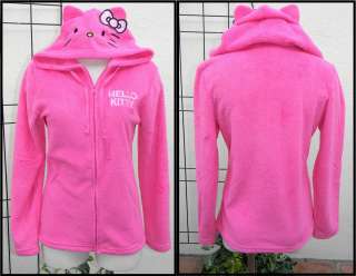 Hello Kitty Hot Pink Fleece Zipper Hoodie Jacket ONLY Size M NEW 