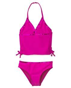 Aqua Girls Sequin Trim Tankini Swim Suit   Sizes 4 6x