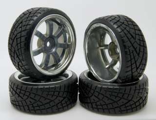   Drift Rubber Tires Tyre Plastic Wheel Rim 110 On Road Car 9005 6013