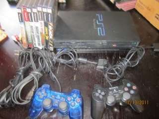 PlayStation 2 System Bundle w/ Console 7 Game Lot 2 Controllers PS2 