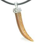   Gold Stone Gemstone Good Luck Powers Pendant on Rubber Cord Necklace