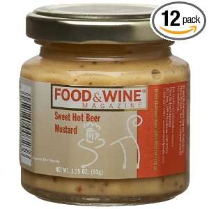 Food & Wine Sweet Hot Beer Mustard, 3.25 Ounce Glass Jars (Pack of 12)