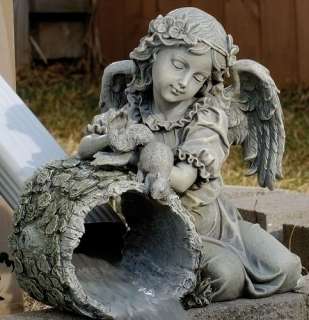   GUTTER DOWNSPOUT COVER ANGEL WITH SQUIRRELS STATUE 089945360295  