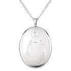  Sterling Silver Virgin Mary Oval shaped Locket Necklace