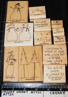 STAMPIN UP ITS SNOW TIME 12 RUBBER STAMPS  