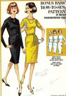 60s SIMPLICITY 5653 BASIC FITTED DRESS SEWING PATTERN 12/32  