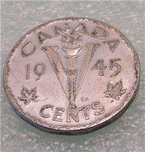 1945 Canada Canadian victory Nickel 5 Five CENT COIN  