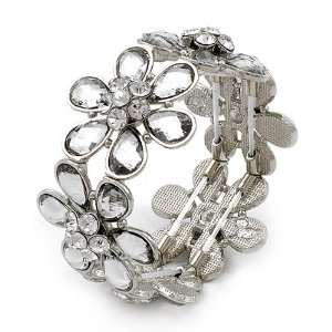   Rhinestone Flower Stretch Bangle Bracelet Fashion Jewelry: Jewelry